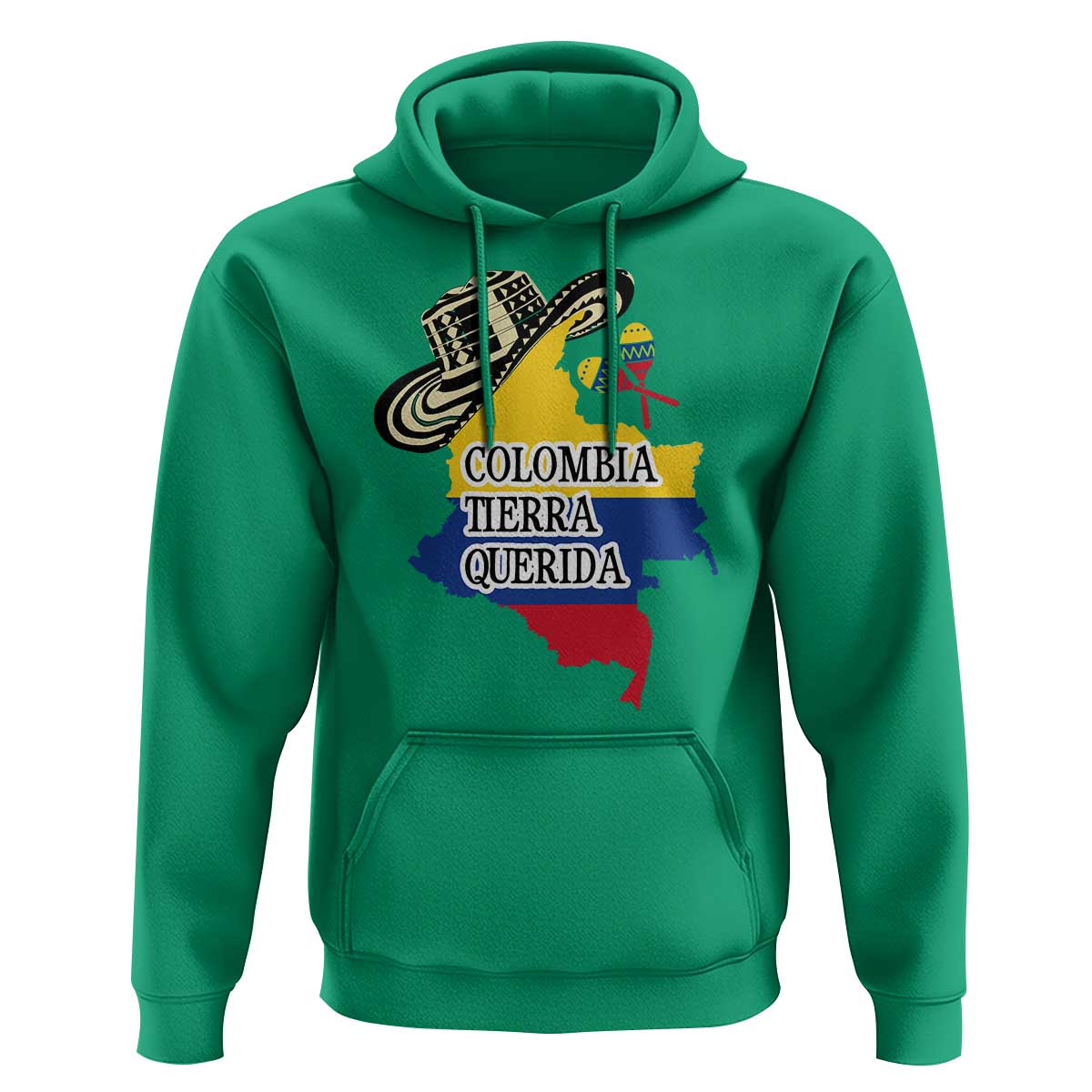 Funny Colombia Tierra Querida Hoodie Colombian Flag Sombrero Vueltiao Maracas - Wonder Print Shop