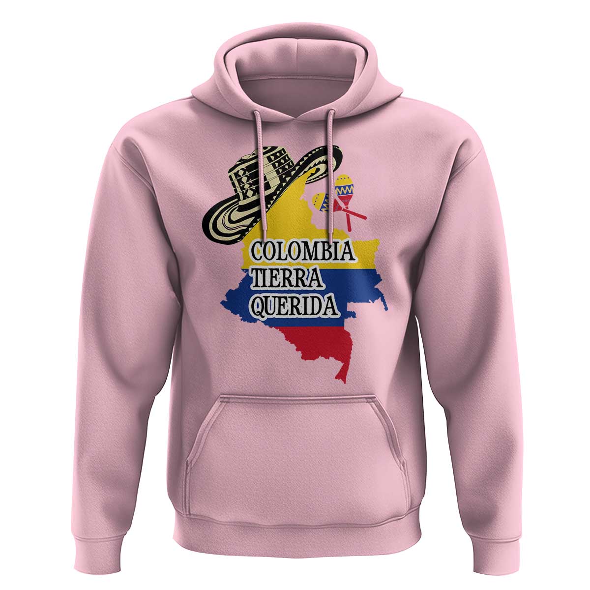 Funny Colombia Tierra Querida Hoodie Colombian Flag Sombrero Vueltiao Maracas - Wonder Print Shop