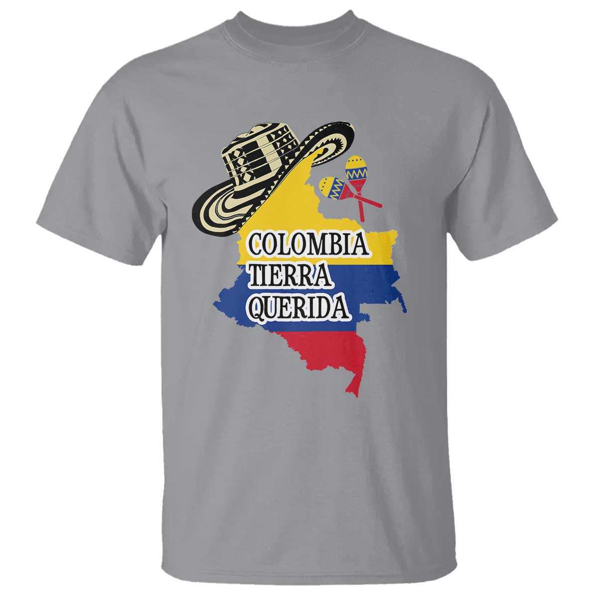 Funny Colombia Tierra Querida T Shirt Colombian Flag Sombrero Vueltiao Maracas - Wonder Print Shop