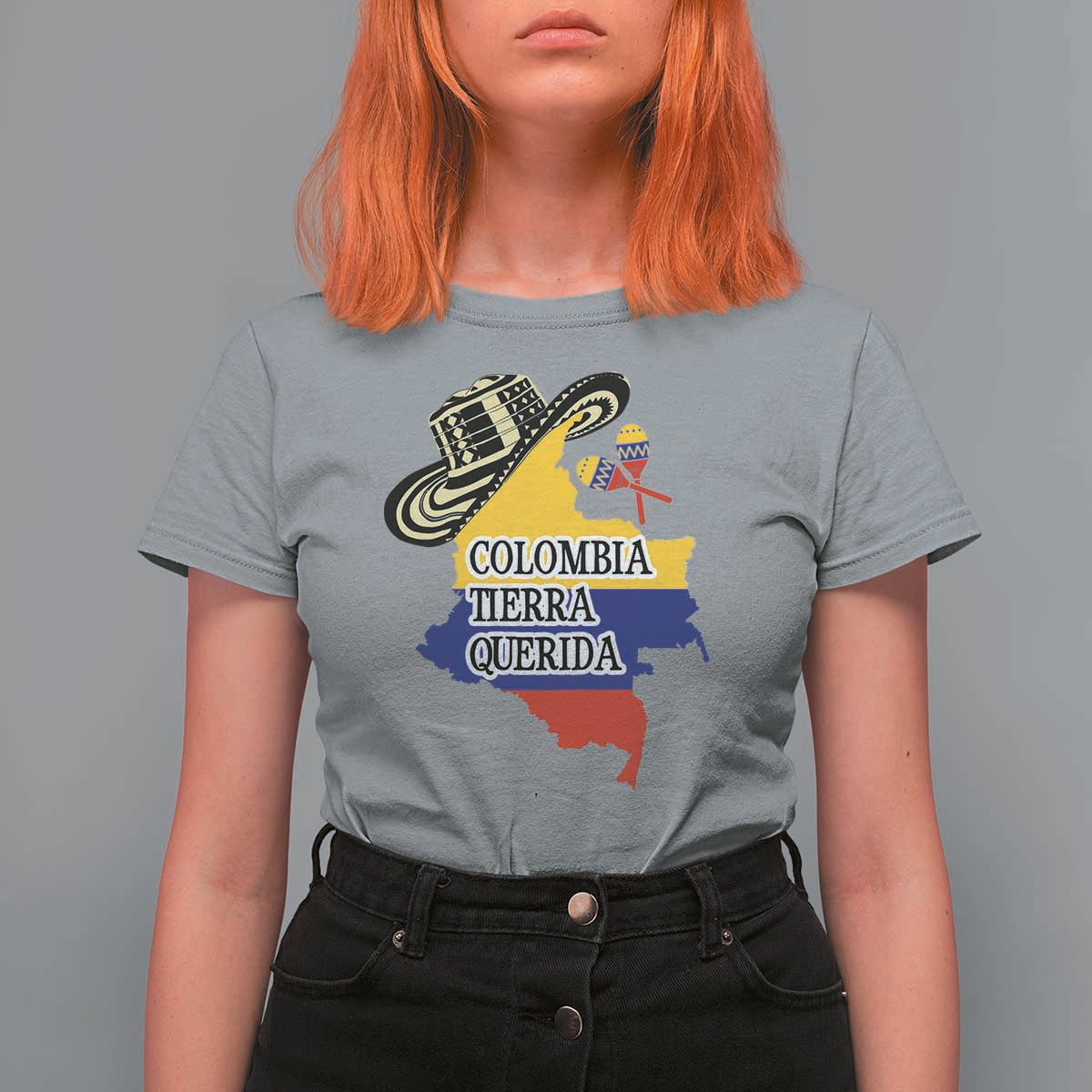 Funny Colombia Tierra Querida T Shirt For Women Colombian Flag Sombrero Vueltiao Maracas - Wonder Print Shop