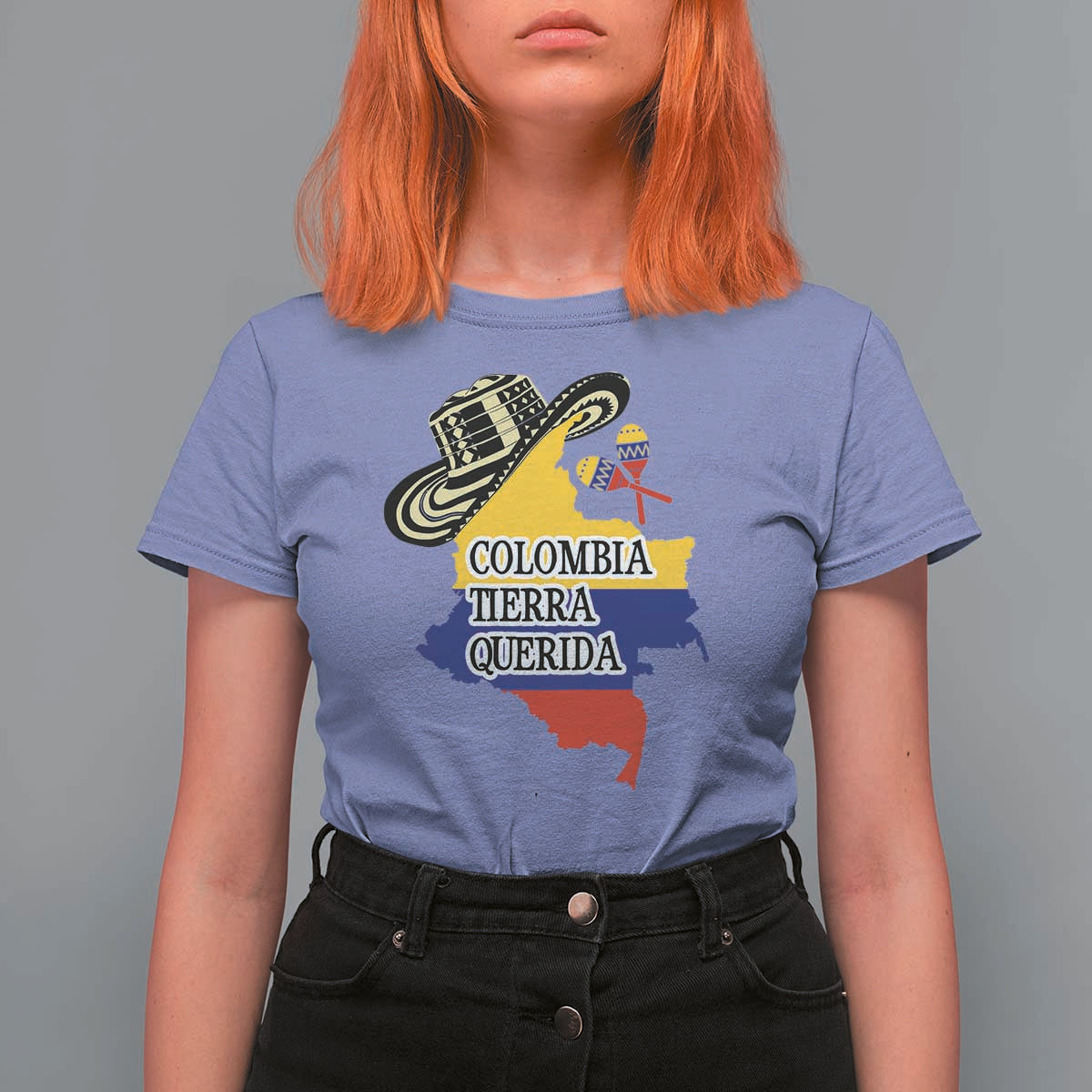 Funny Colombia Tierra Querida T Shirt For Women Colombian Flag Sombrero Vueltiao Maracas - Wonder Print Shop