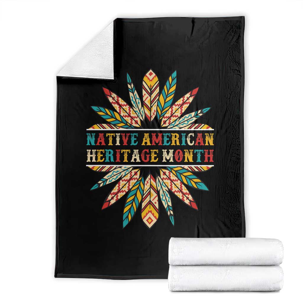Native American Heritage Month Throw Blanket Indigenous Pride Feathers - Wonder Print Shop