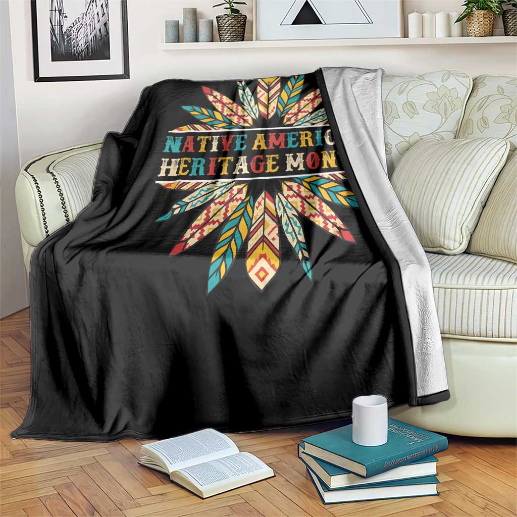 Native American Heritage Month Throw Blanket Indigenous Pride Feathers - Wonder Print Shop