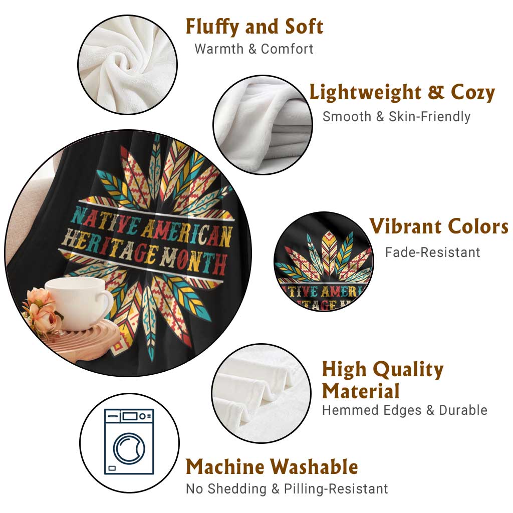 Native American Heritage Month Throw Blanket Indigenous Pride Feathers - Wonder Print Shop