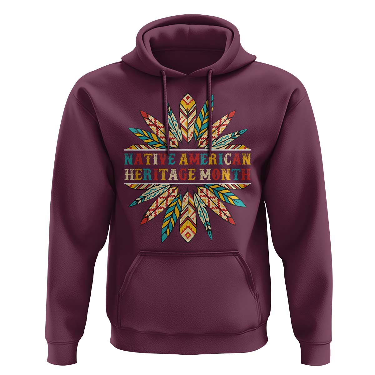 Native American Heritage Month Hoodie Indigenous Pride Feathers - Wonder Print Shop