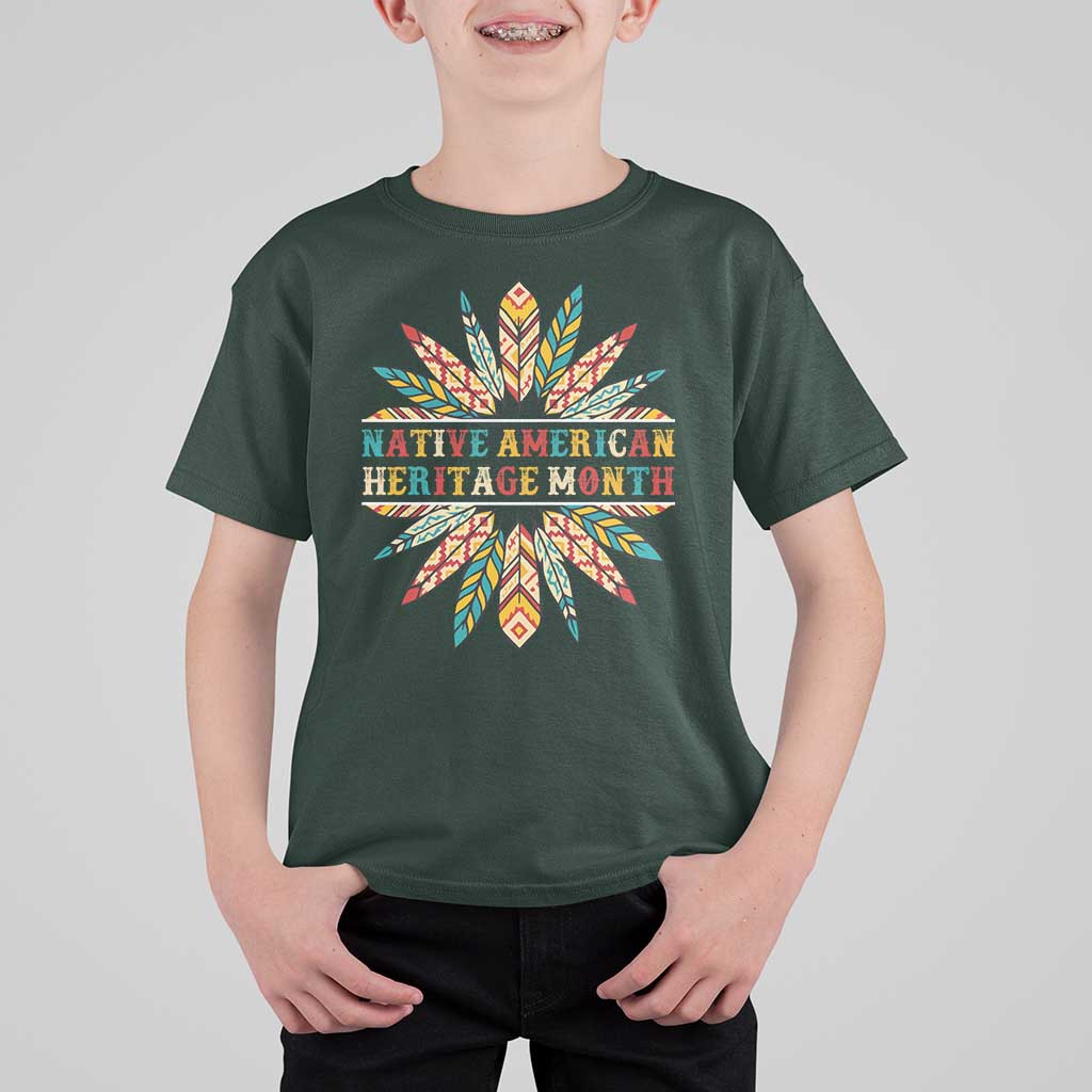 Native American Heritage Month T Shirt For Kid Indigenous Pride Feathers - Wonder Print Shop