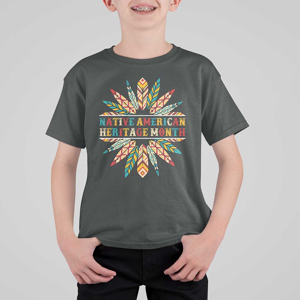 Native American Heritage Month T Shirt For Kid Indigenous Pride Feathers - Wonder Print Shop