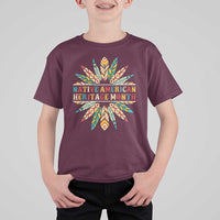 Native American Heritage Month T Shirt For Kid Indigenous Pride Feathers - Wonder Print Shop