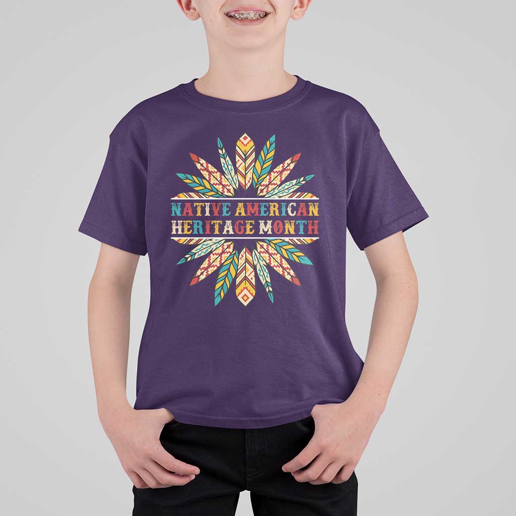 Native American Heritage Month T Shirt For Kid Indigenous Pride Feathers - Wonder Print Shop