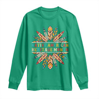 Native American Heritage Month Long Sleeve Shirt Indigenous Pride Feathers - Wonder Print Shop