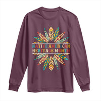 Native American Heritage Month Long Sleeve Shirt Indigenous Pride Feathers - Wonder Print Shop