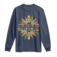 Native American Heritage Month Long Sleeve Shirt Indigenous Pride Feathers - Wonder Print Shop
