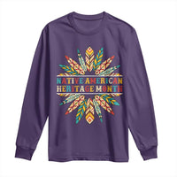 Native American Heritage Month Long Sleeve Shirt Indigenous Pride Feathers - Wonder Print Shop