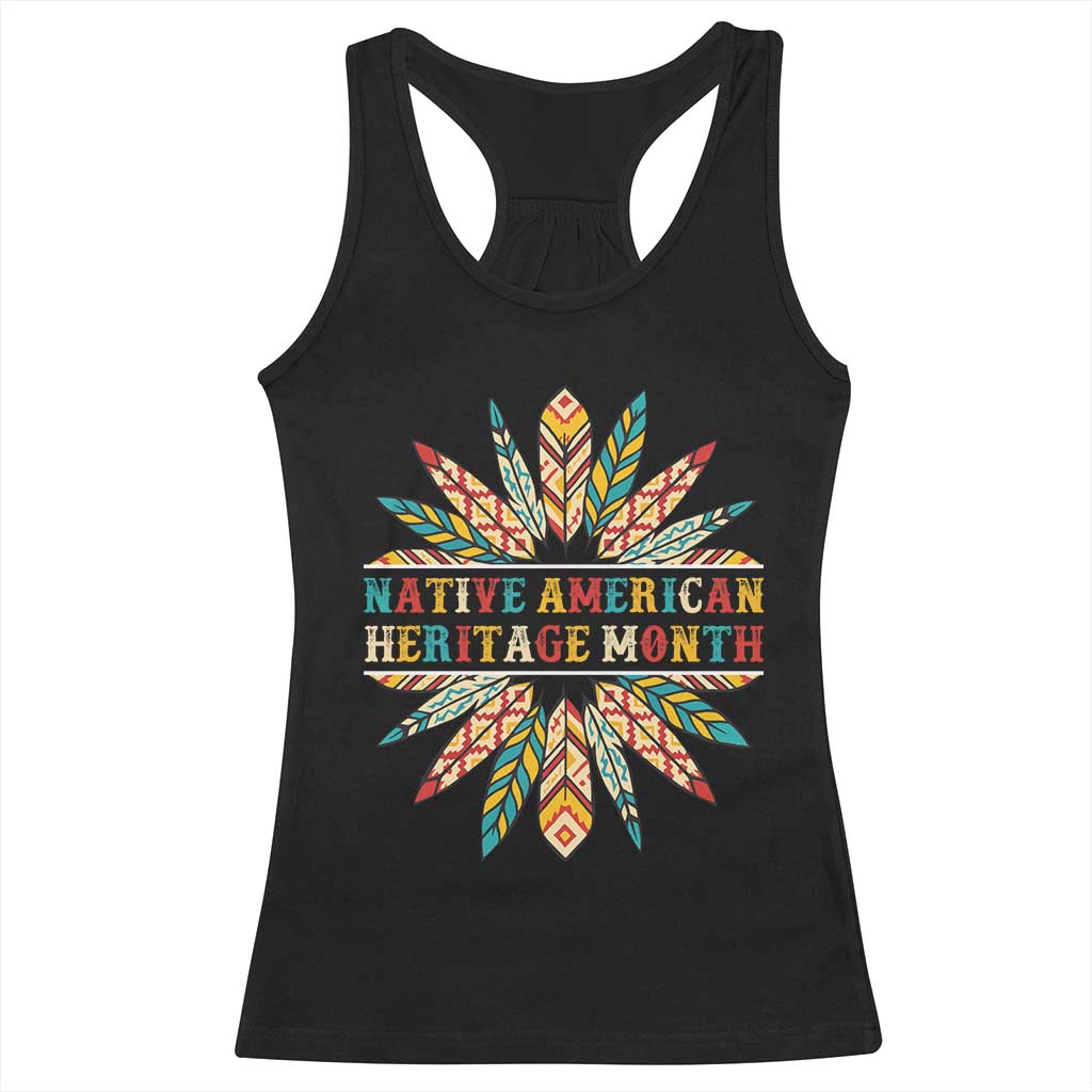 Native American Heritage Month Racerback Tank Top Indigenous Pride Feathers - Wonder Print Shop