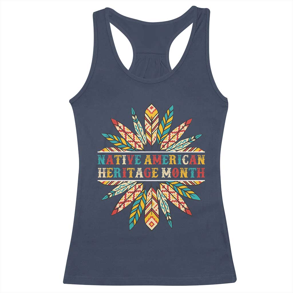 Native American Heritage Month Racerback Tank Top Indigenous Pride Feathers - Wonder Print Shop