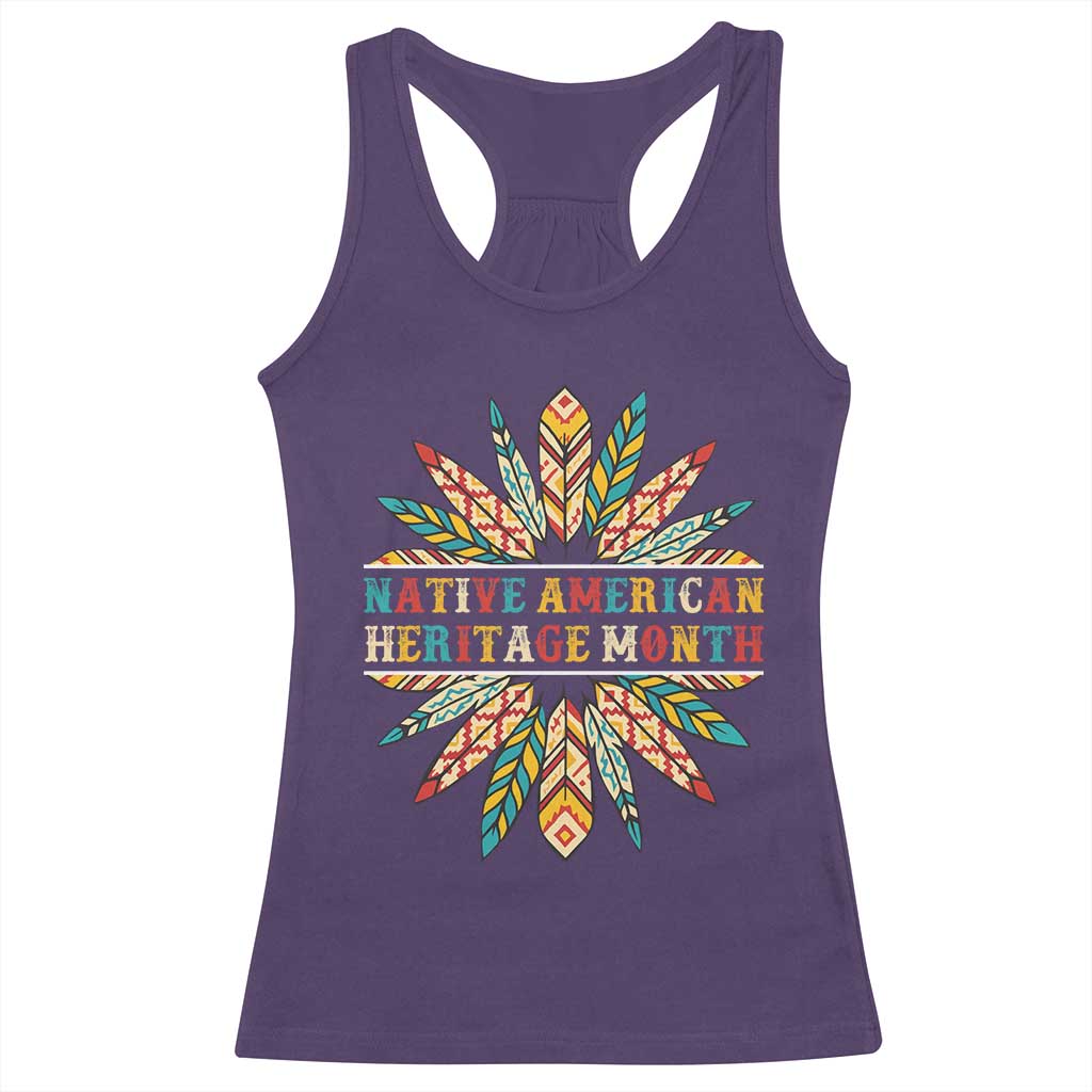 Native American Heritage Month Racerback Tank Top Indigenous Pride Feathers - Wonder Print Shop