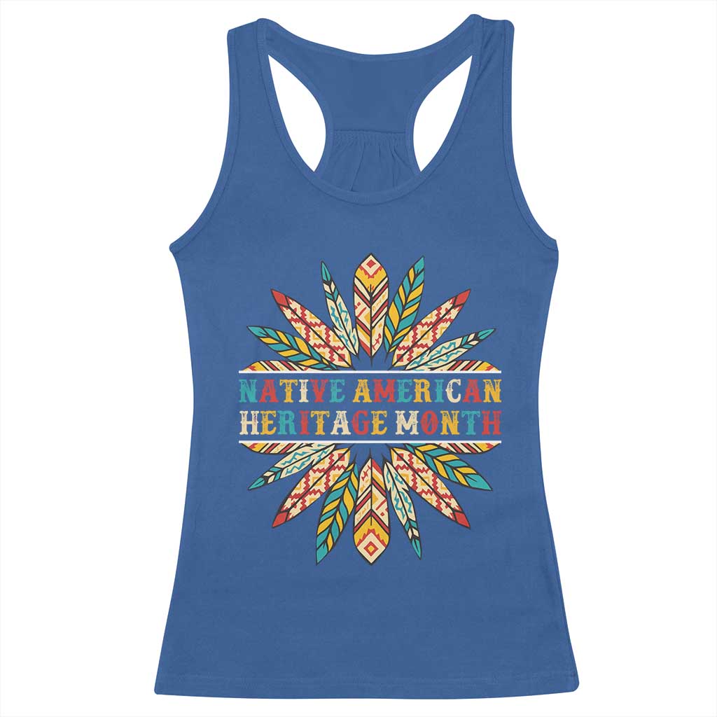 Native American Heritage Month Racerback Tank Top Indigenous Pride Feathers - Wonder Print Shop