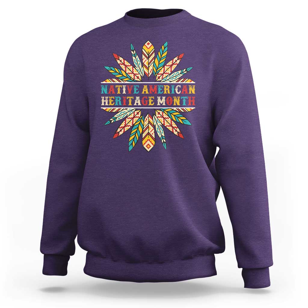 Native American Heritage Month Sweatshirt Indigenous Pride Feathers - Wonder Print Shop