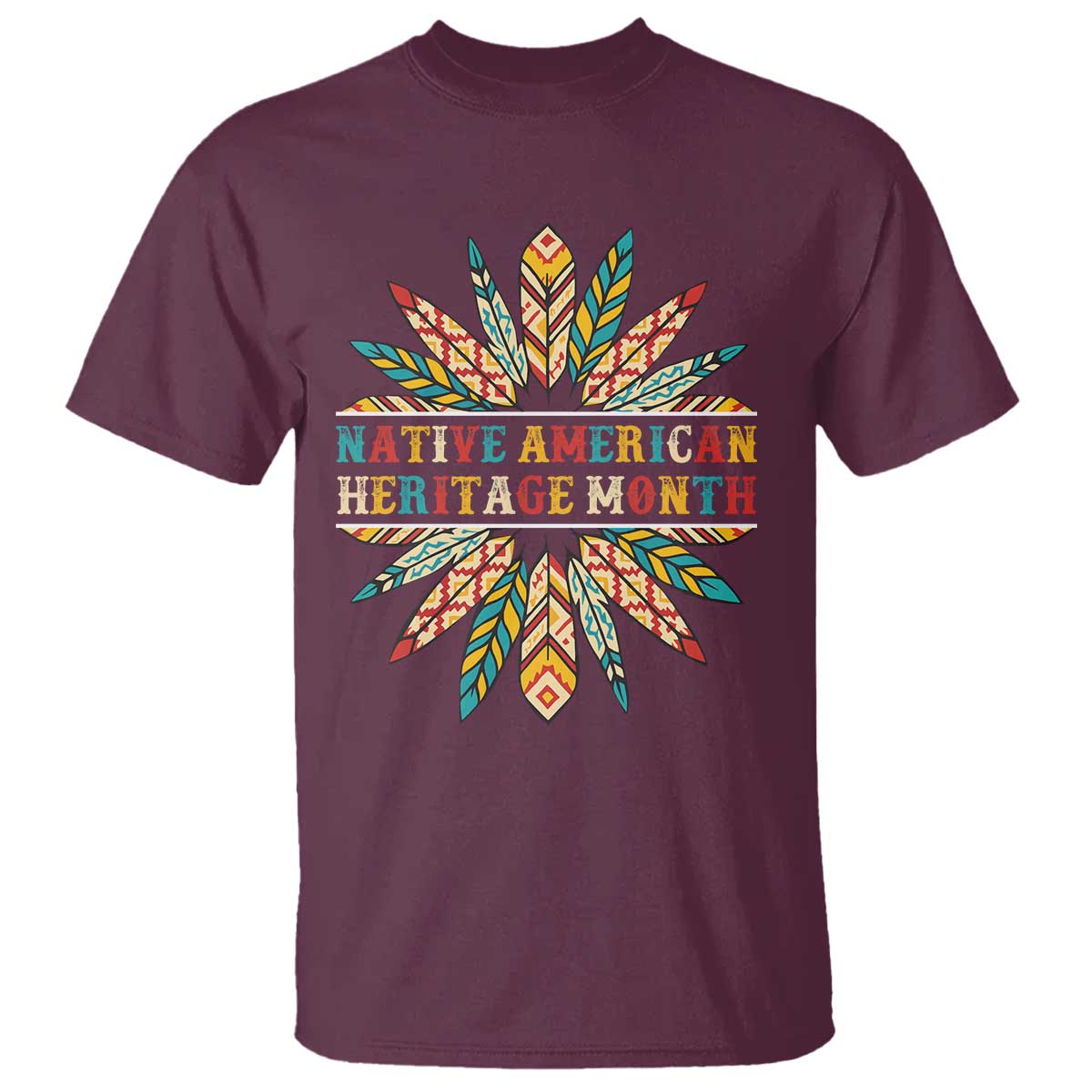 Native American Heritage Month T Shirt Indigenous Pride Feathers - Wonder Print Shop