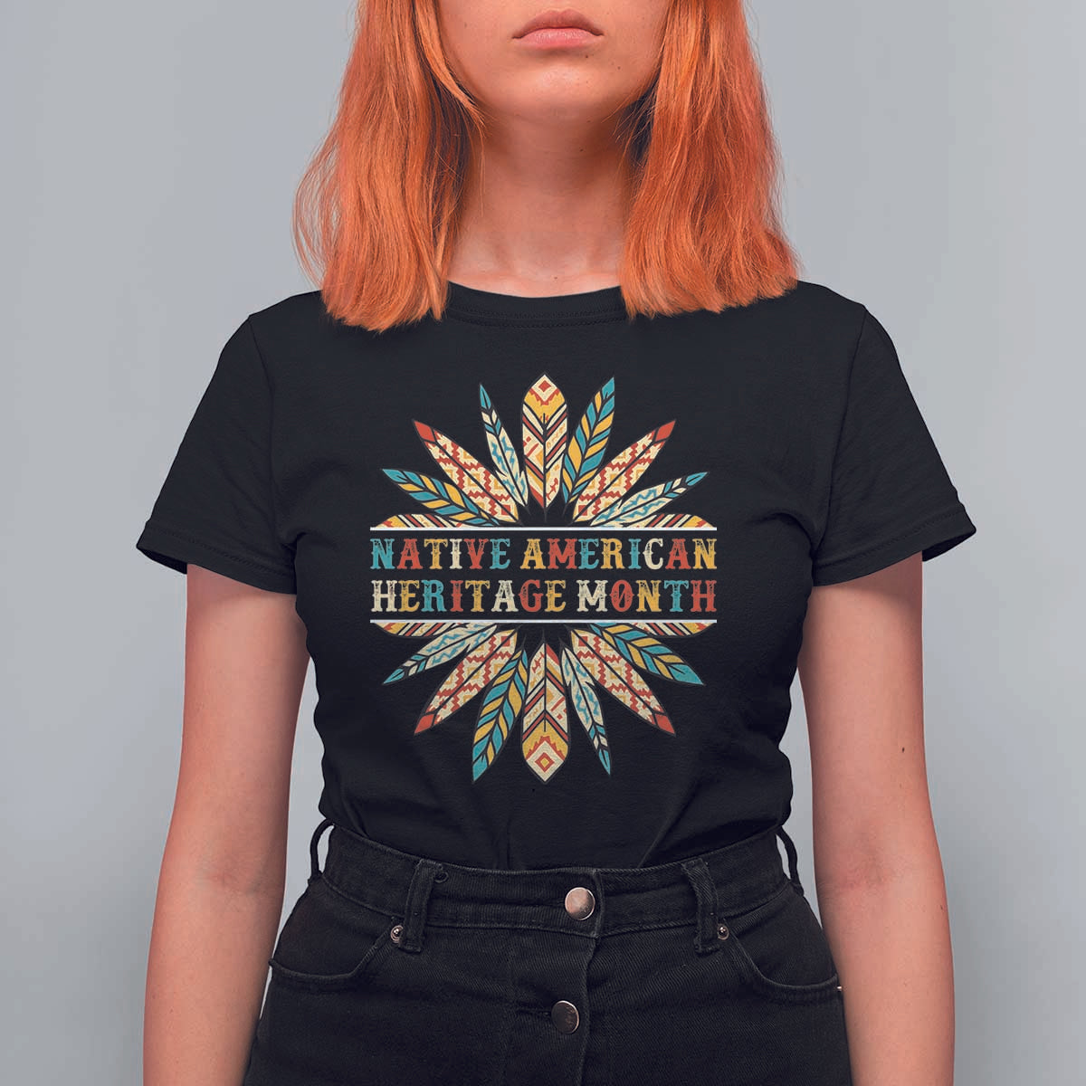 Native American Heritage Month T Shirt For Women Indigenous Pride Feathers - Wonder Print Shop