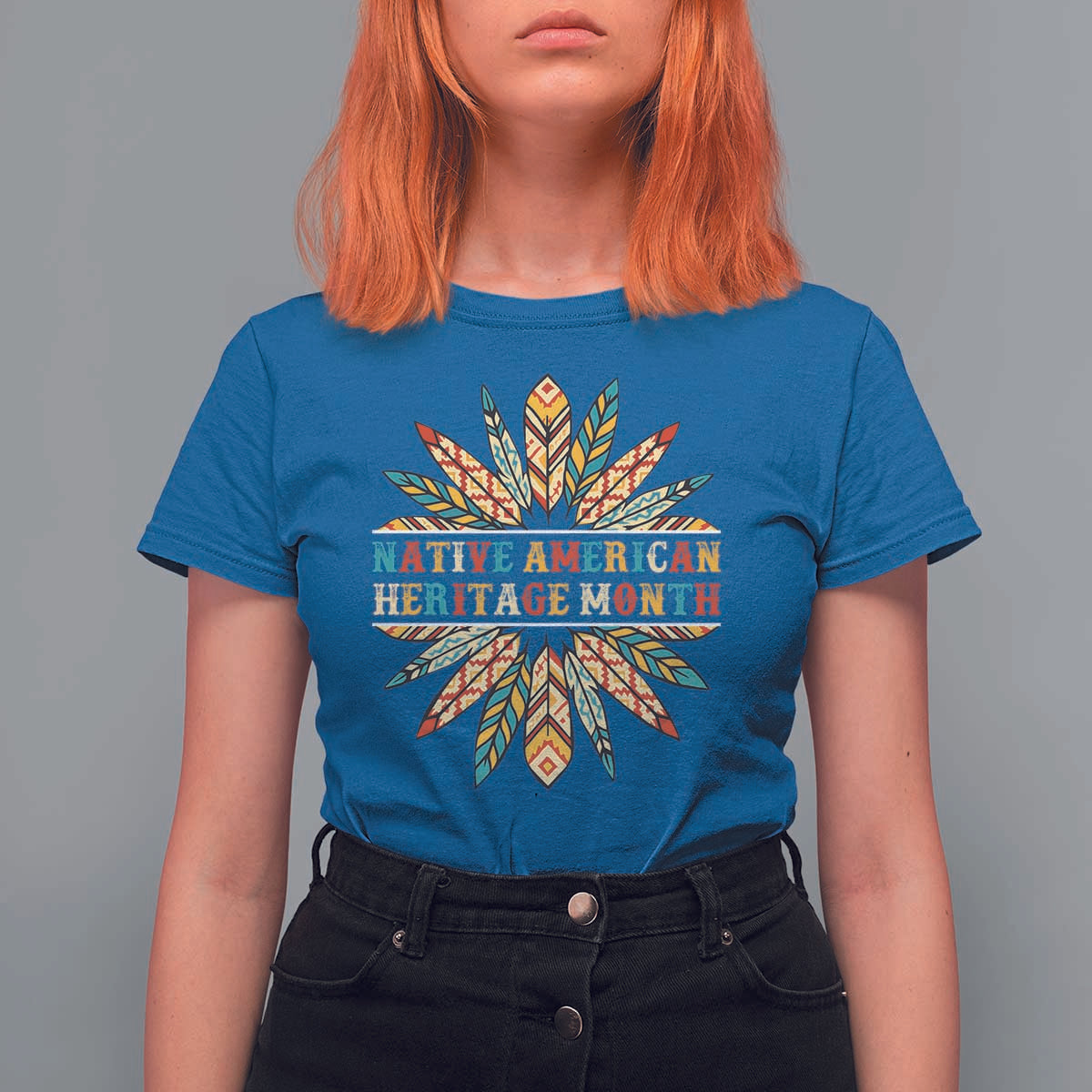 Native American Heritage Month T Shirt For Women Indigenous Pride Feathers - Wonder Print Shop