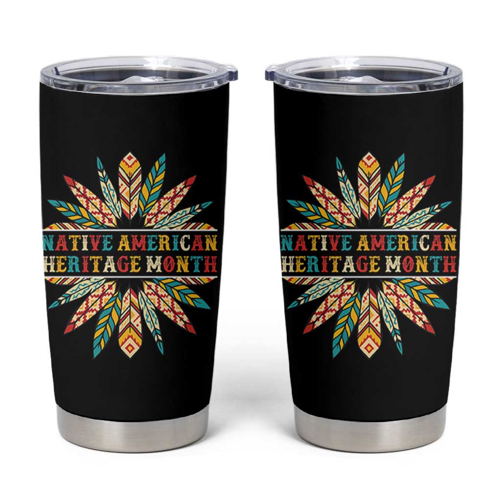 Native American Heritage Month Tumbler Cup Indigenous Pride Feathers - Wonder Print Shop