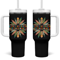 Native American Heritage Month Tumbler With Handle Indigenous Pride Feathers - Wonder Print Shop