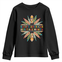 Native American Heritage Month Youth Sweatshirt Indigenous Pride Feathers - Wonder Print Shop