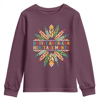 Native American Heritage Month Youth Sweatshirt Indigenous Pride Feathers - Wonder Print Shop