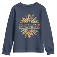 Native American Heritage Month Youth Sweatshirt Indigenous Pride Feathers - Wonder Print Shop