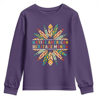 Native American Heritage Month Youth Sweatshirt Indigenous Pride Feathers - Wonder Print Shop