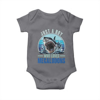 Just A Boy Who Loves Megalodons Baby Onesie Megalodon Shark Lover Retro Graphic