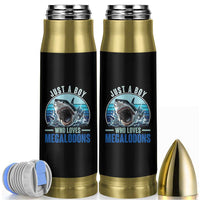 Just A Boy Who Loves Megalodons Bullet Tumbler Megalodon Shark Lover Retro Graphic