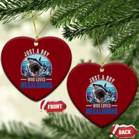 Just A Boy Who Loves Megalodons Ceramic Ornament Megalodon Shark Lover Retro Graphic