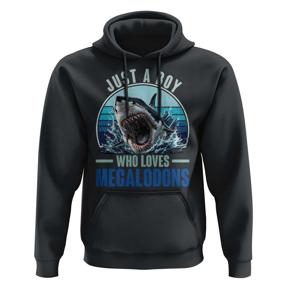 Just A Boy Who Loves Megalodons Hoodie Megalodon Shark Lover Retro Graphic