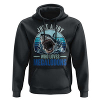 Just A Boy Who Loves Megalodons Hoodie Megalodon Shark Lover Retro Graphic