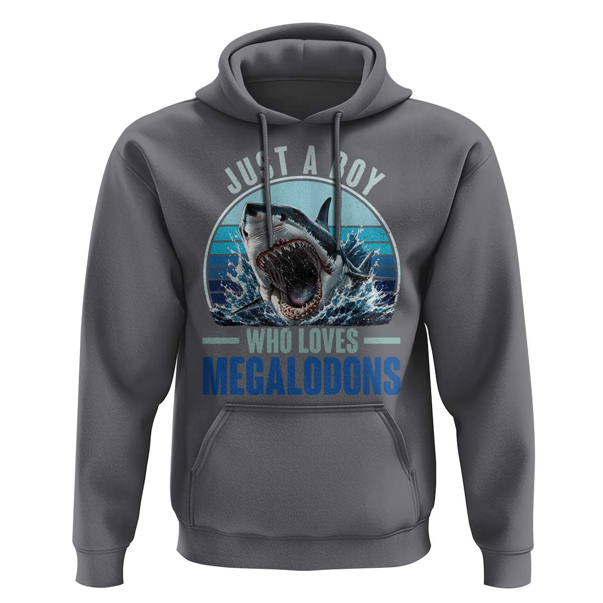 Just A Boy Who Loves Megalodons Hoodie Megalodon Shark Lover Retro Graphic