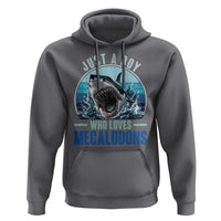 Just A Boy Who Loves Megalodons Hoodie Megalodon Shark Lover Retro Graphic