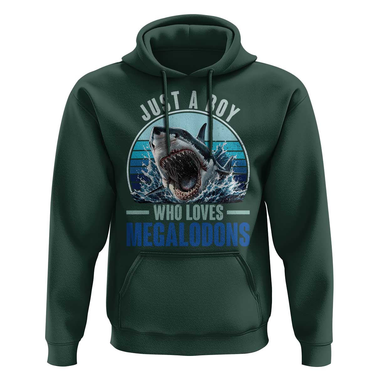 Just A Boy Who Loves Megalodons Hoodie Megalodon Shark Lover Retro Graphic