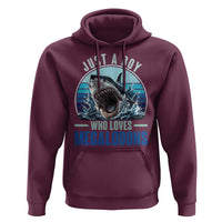 Just A Boy Who Loves Megalodons Hoodie Megalodon Shark Lover Retro Graphic