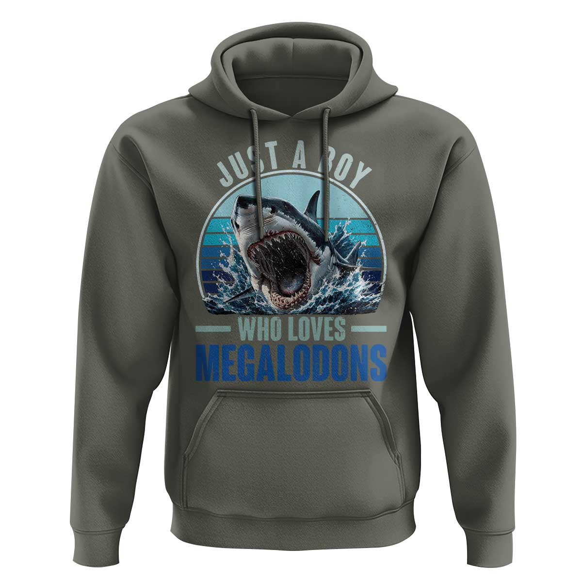 Just A Boy Who Loves Megalodons Hoodie Megalodon Shark Lover Retro Graphic