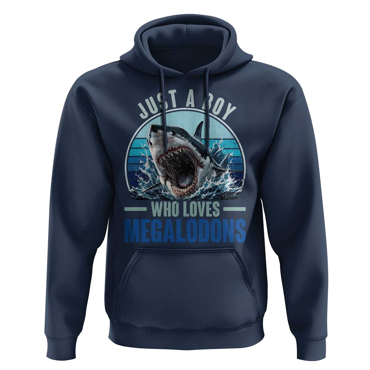 Just A Boy Who Loves Megalodons Hoodie Megalodon Shark Lover Retro Graphic