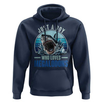 Just A Boy Who Loves Megalodons Hoodie Megalodon Shark Lover Retro Graphic