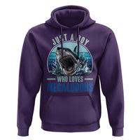 Just A Boy Who Loves Megalodons Hoodie Megalodon Shark Lover Retro Graphic