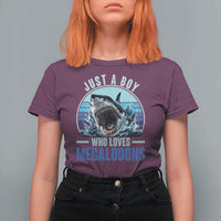Just A Boy Who Loves Megalodons T Shirt For Women Megalodon Shark Lover Retro Graphic