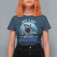 Just A Boy Who Loves Megalodons T Shirt For Women Megalodon Shark Lover Retro Graphic