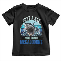 Just A Boy Who Loves Megalodons Toddler T Shirt Megalodon Shark Lover Retro Graphic