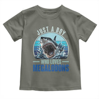 Just A Boy Who Loves Megalodons Toddler T Shirt Megalodon Shark Lover Retro Graphic