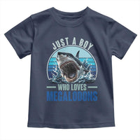 Just A Boy Who Loves Megalodons Toddler T Shirt Megalodon Shark Lover Retro Graphic