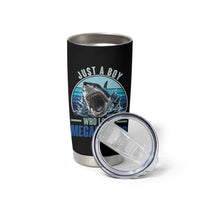 Just A Boy Who Loves Megalodons Tumbler Cup Megalodon Shark Lover Retro Graphic